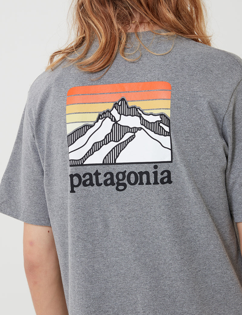 Patagonia Line Ridge Logo Pocket Responsibili-­Tee T­-Shirt - Gravel Heather Grey