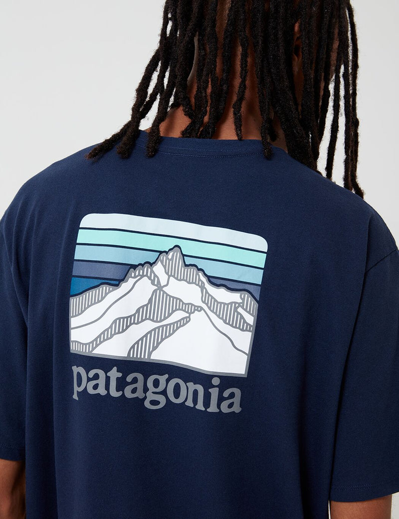 Patagonia Line Ridge Logo Pocket Responsibili-��Tee T��-Shirt - Classic Navy Blue