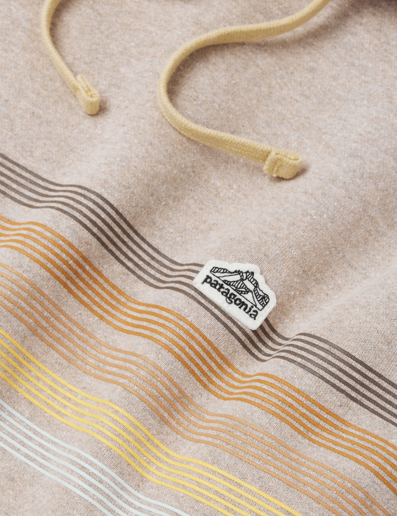 Patagonia Line Logo Ridge Stripe Uprisal Hooded Sweatshirt - Shroom Taupe