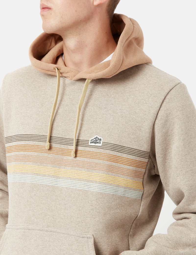 Patagonia Line Logo Ridge Stripe Uprisal Hooded Sweatshirt - Shroom Taupe
