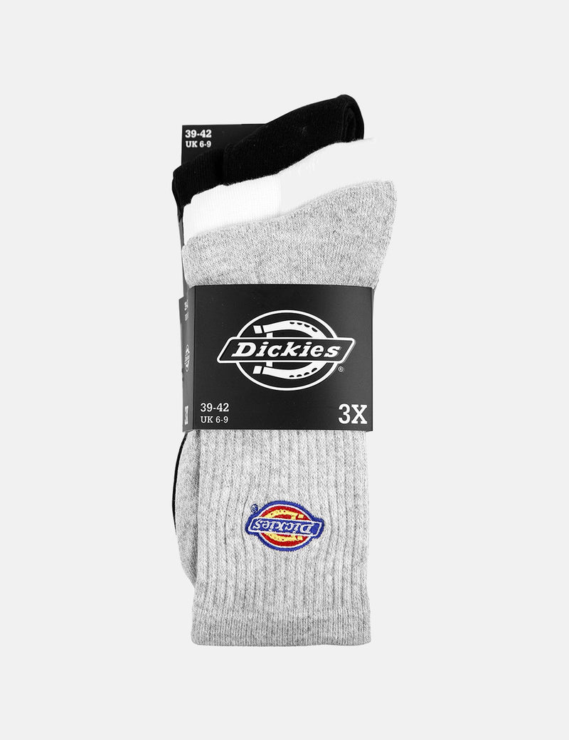 Dickies Valley Grove 3-Pack Socks - White/Black/Grey