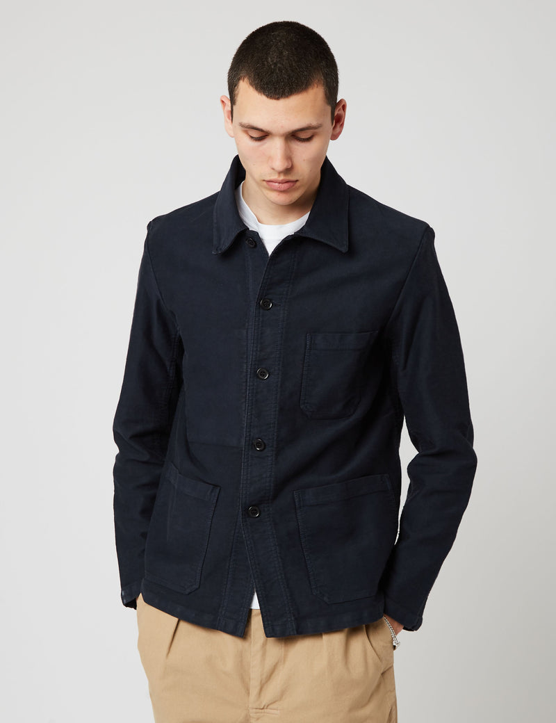 Vetra French Workwear Jacket (Moleskin) - Dark Navy Blue
