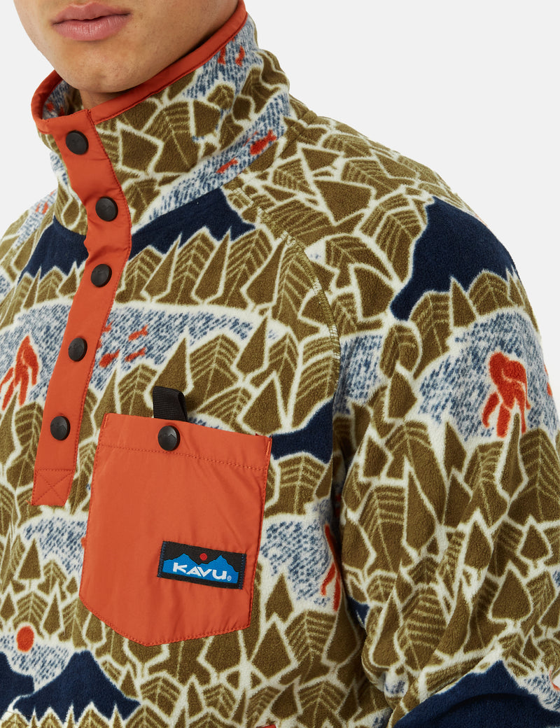 Kavu Teannaway Fleece Pullover Jacket- Sasquatch Hike Multi