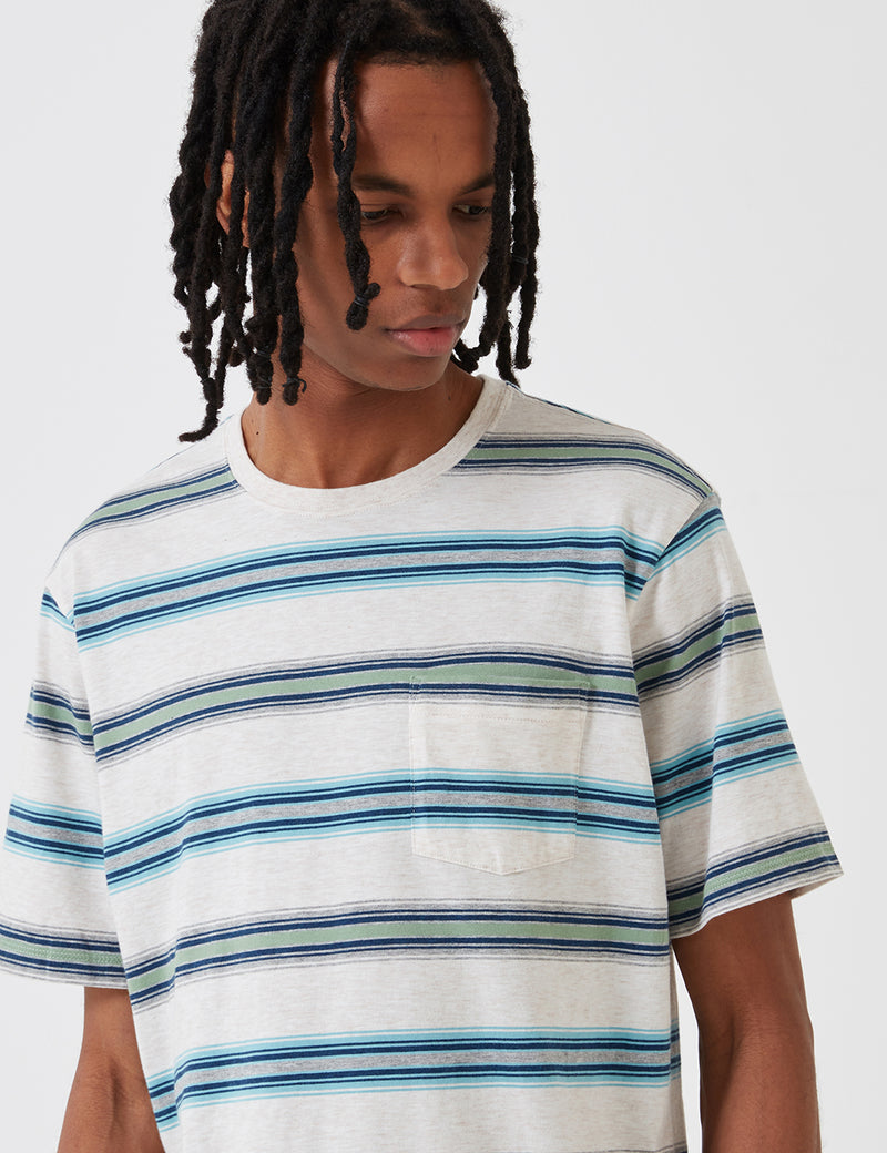 Patagonia Squeaky Clean Stripe Pocket T-Shirt - Tarkine/Pelican Beige