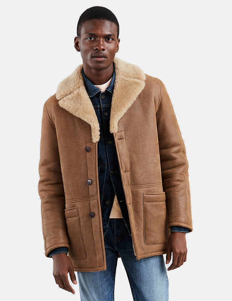 Levis Made & Crafted Shearling Ranch Coat - Bone Brown