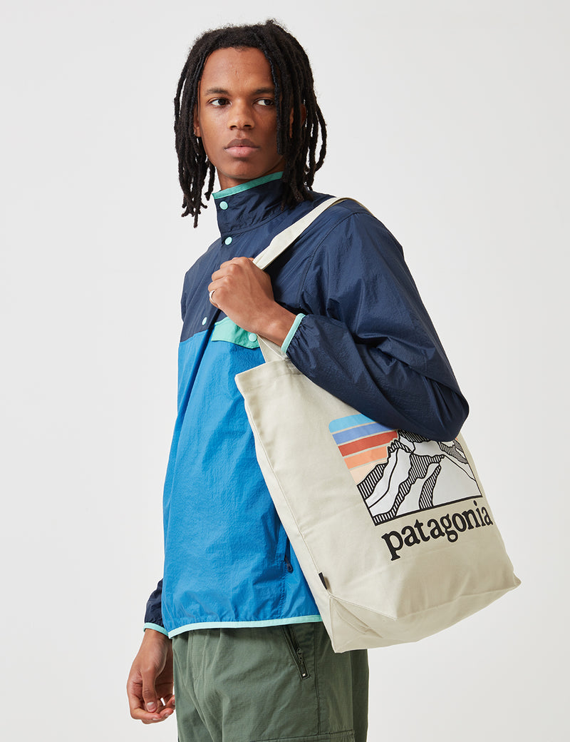 Patagonia Line Ridge Logo Market Tote Bag - Bleached Stone