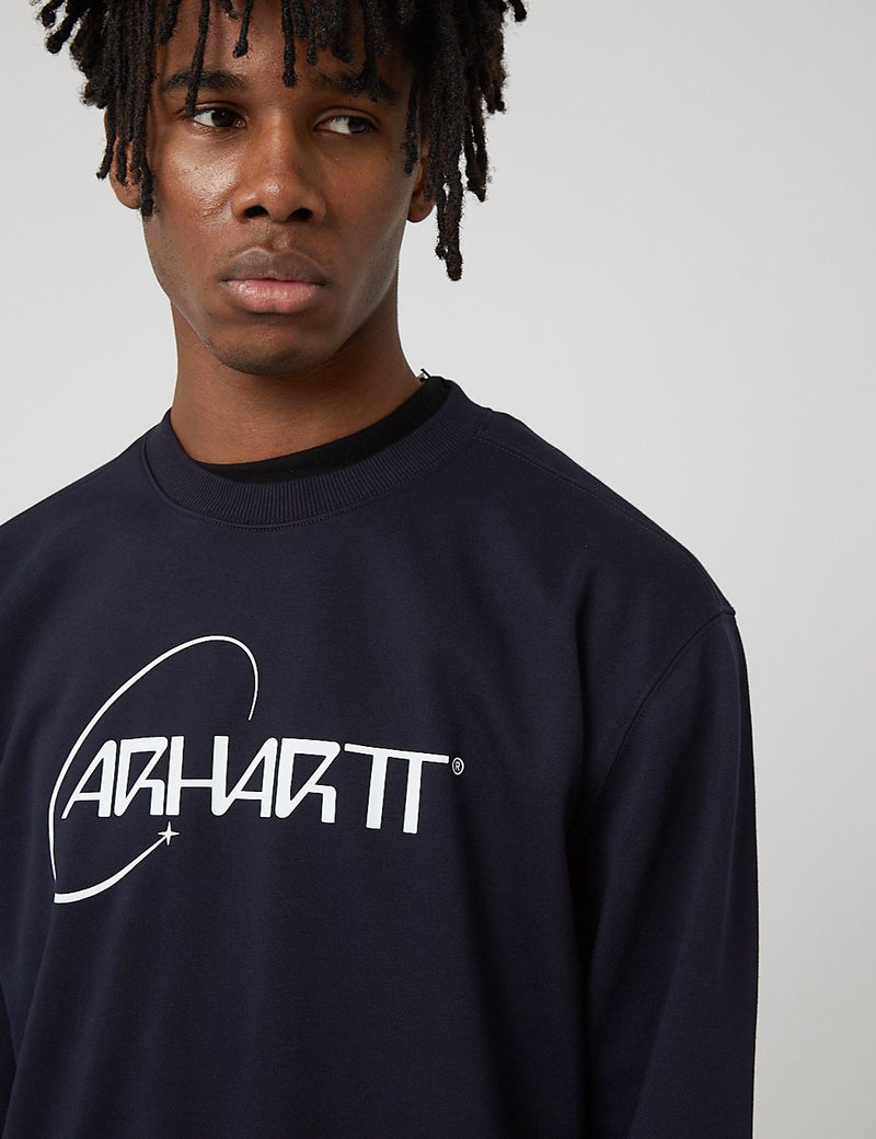 Carhartt-WIP Orbit Sweatshirt - Dark Navy Blue/White