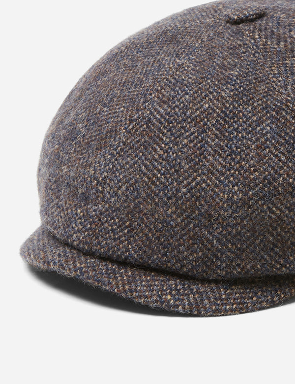 Stetson Hatteras Herringbone Newsboy Cap (Wool/Alpaca) - Grey/Blue