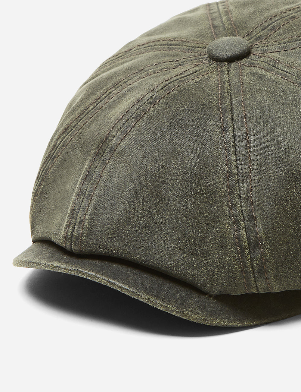 Stetson Hatteras Newsboy Cap (Waxed) - Olive Green | URBAN EXCESS