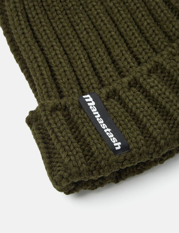 Manastash 90's Logo Beanie II - Dark Olive Green