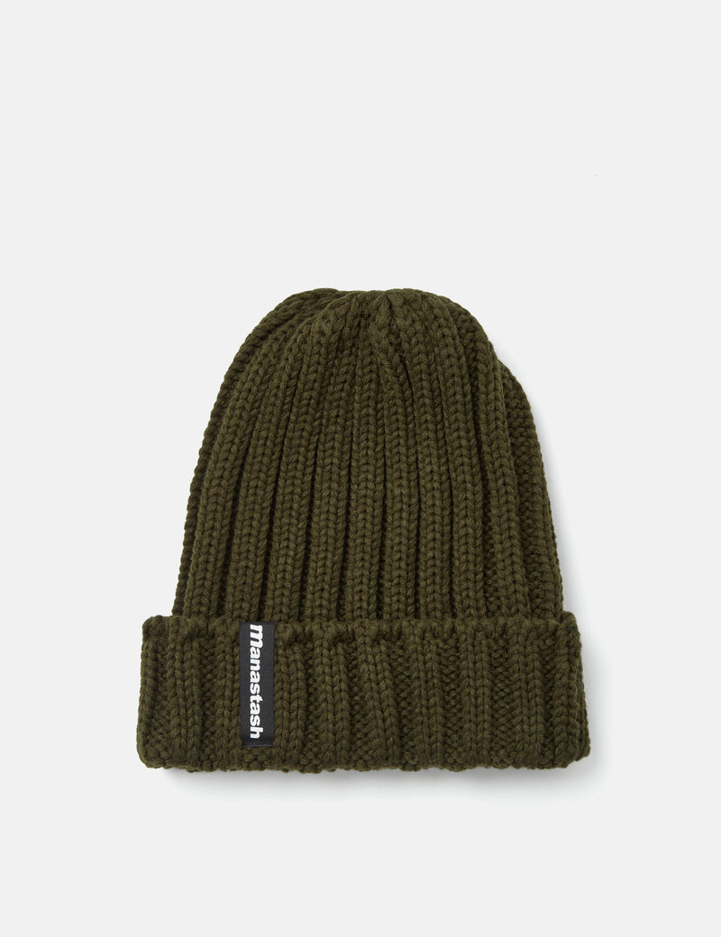 Manastash 90's Logo Beanie II - Dark Olive Green