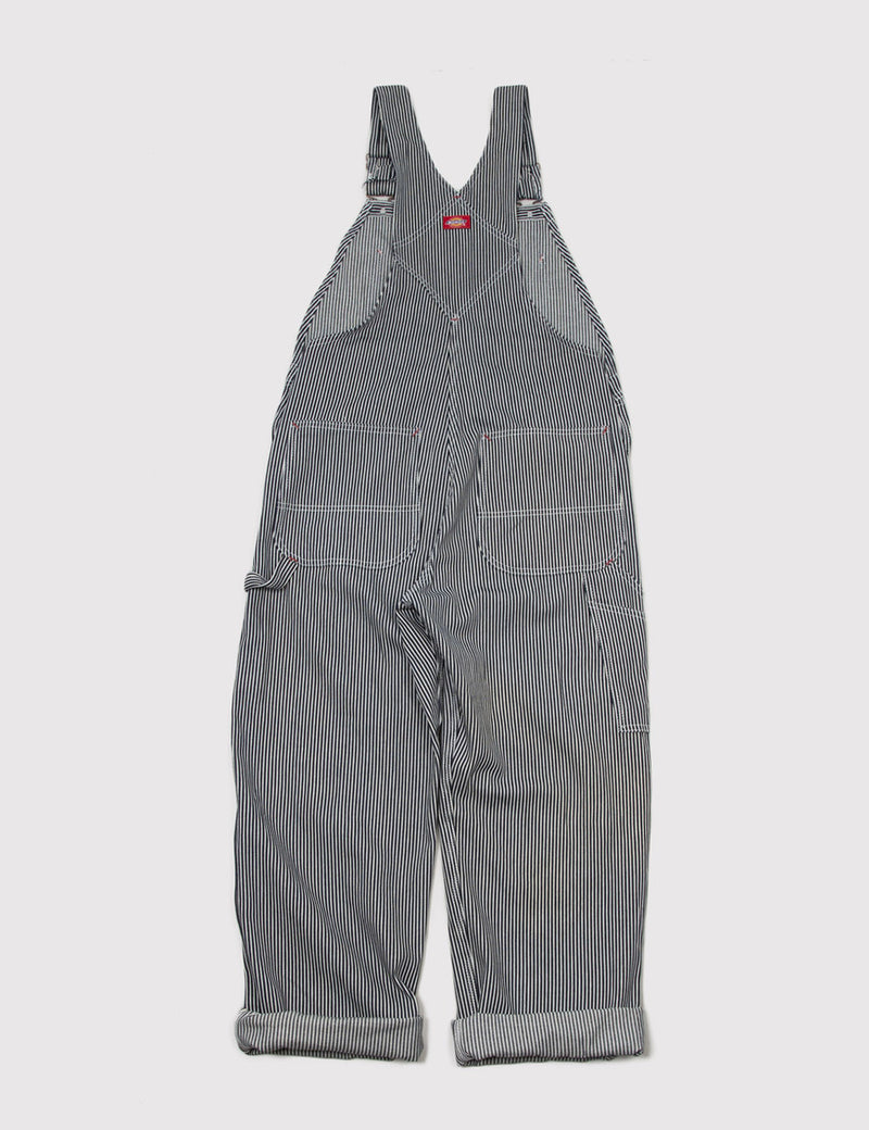 Dickies Indigo Bib Overalls (Hickory Stripe) - Blue/White