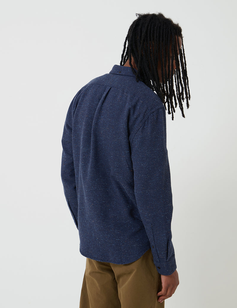 Portuguese Flannel Rude Shirt (Fleck) - Navy Blue