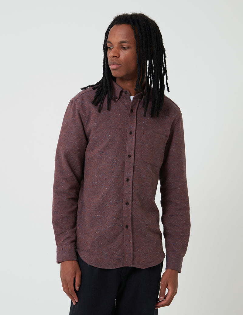Portuguese Flannel Rude Shirt (Fleck) - Bordeaux