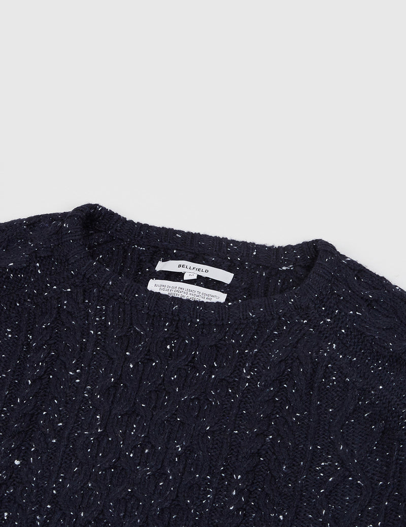 Bellfield Cheveley Cable Knit Jumper - Navy