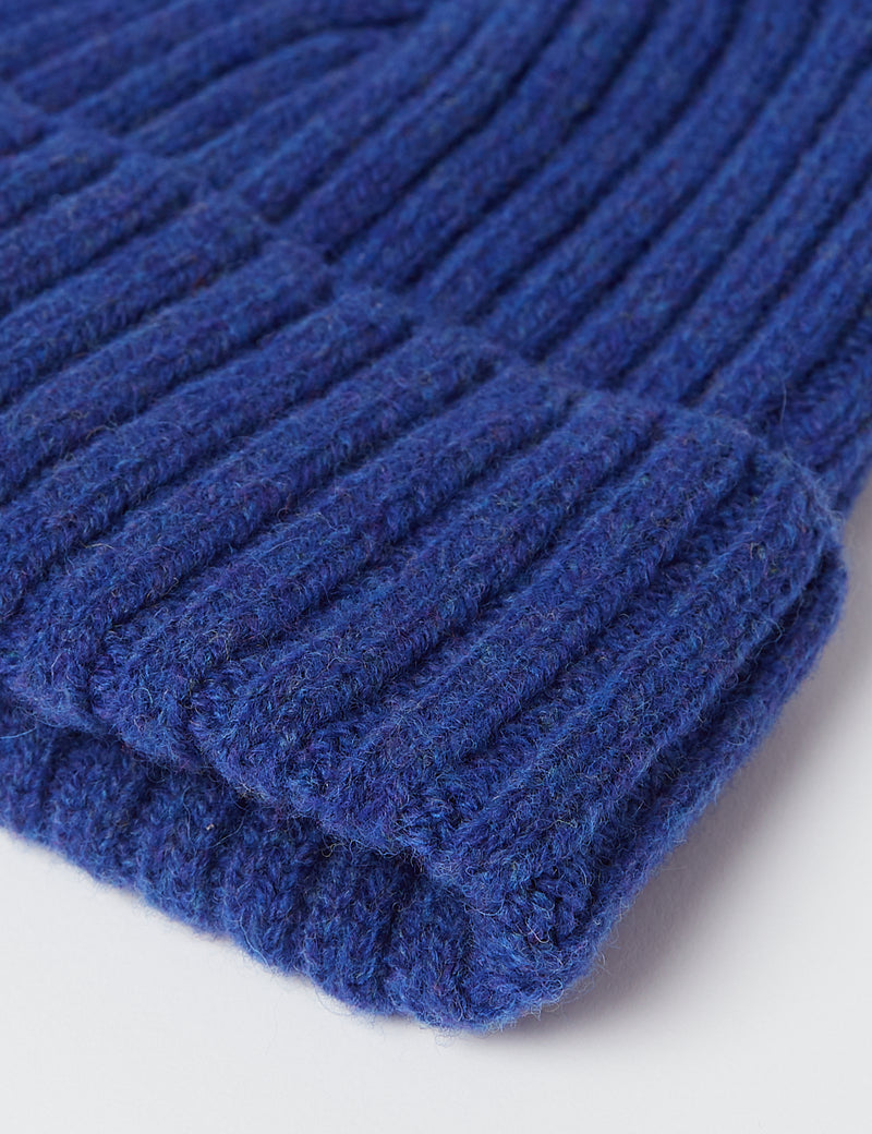 Bhode Rib Beanie Hat (Lambswool) - Persian Blue