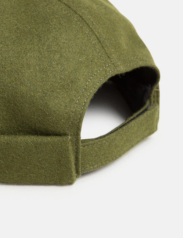 Bhode Dock Worker Hat (Wool) - Olive Green