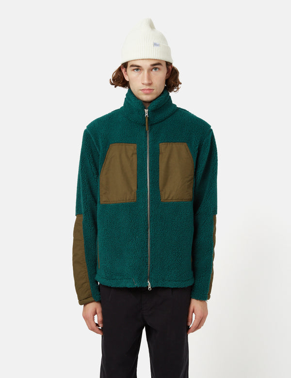 Bhode Sherpa Zip Fleece Jacket - Bottle Green