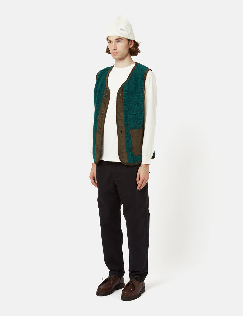 Bhode Cord Fleece Vest - Bottle Green