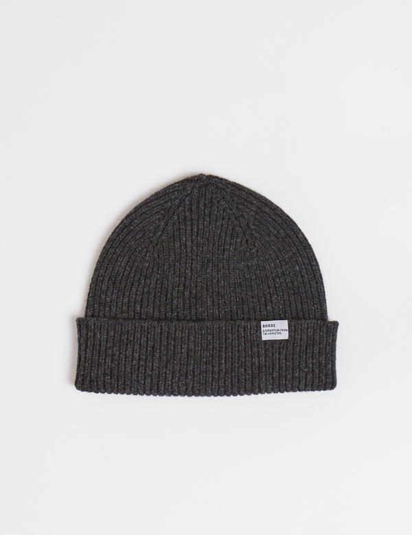 Bhode Hawick Short Beanie Hat (Lambswool) - Charcoal Grey