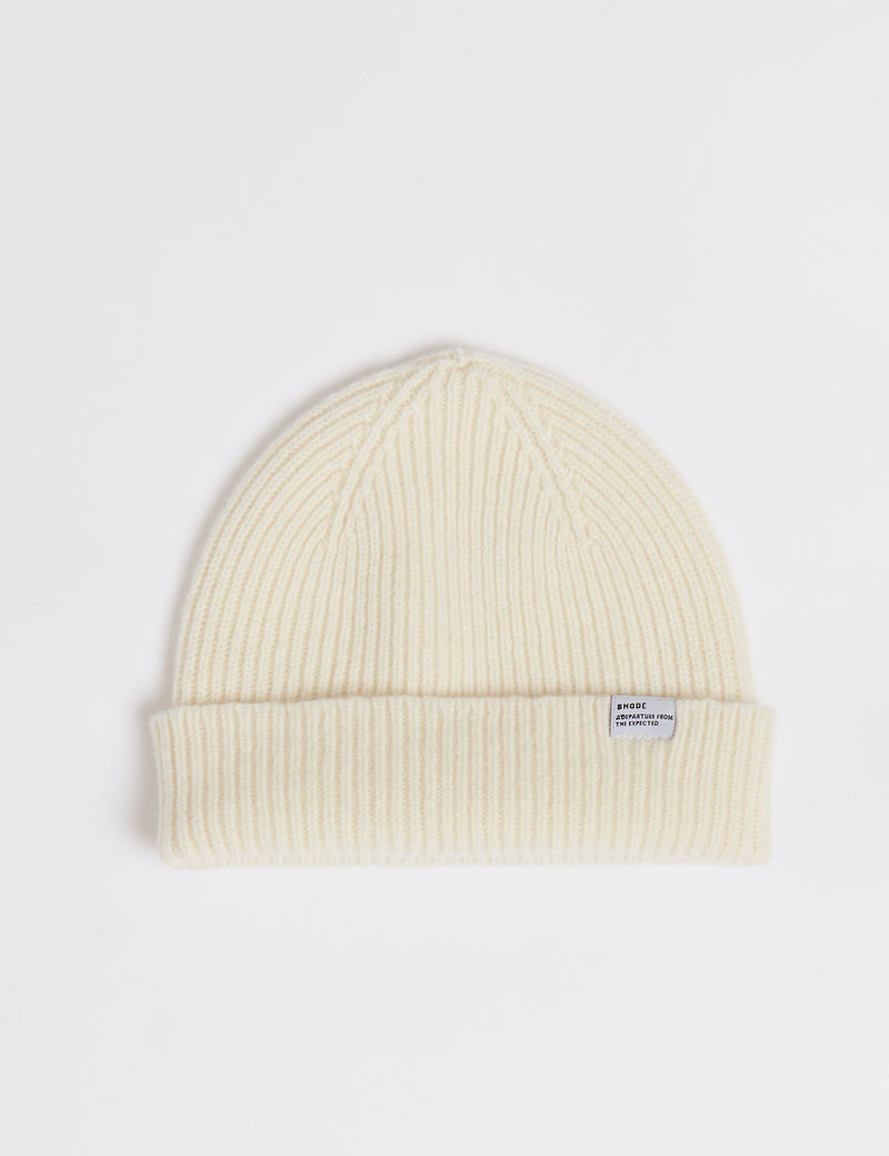 Bhode Hawick Short Beanie Hat (Lambswool) - Ecru