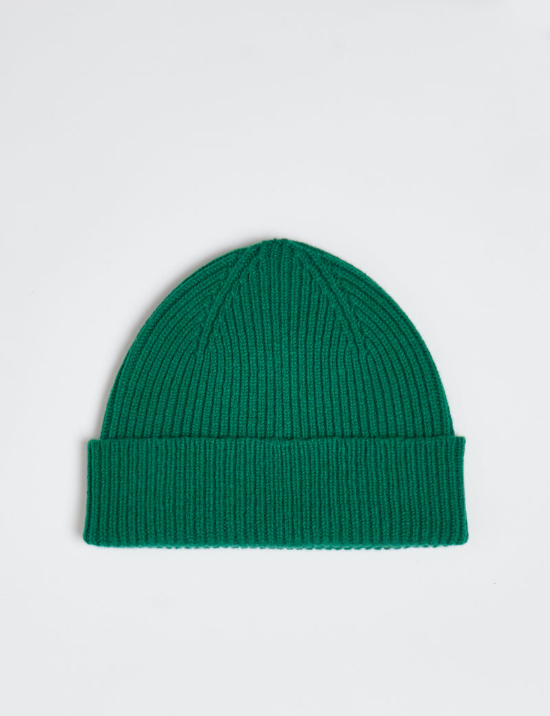 Bhode Aran Short Beanie Hat (Lambswool) - Grove Green