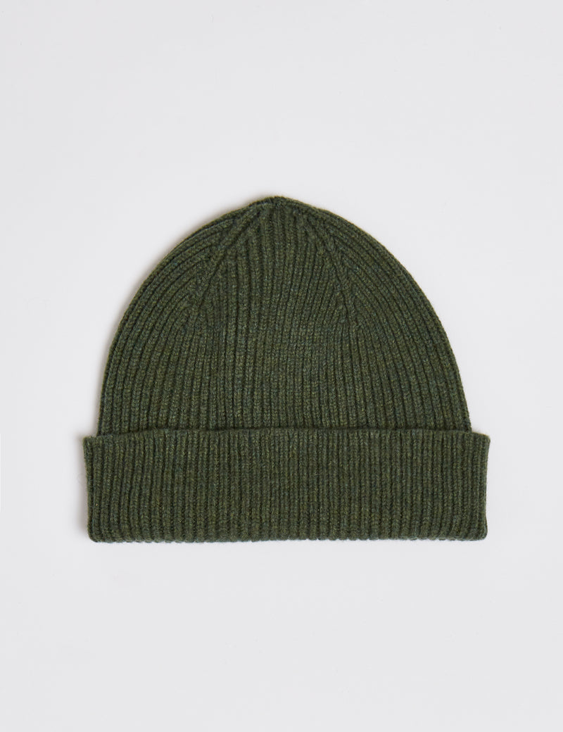 Bhode Aran Short Beanie Hat (Lambswool) - Rosemary Green