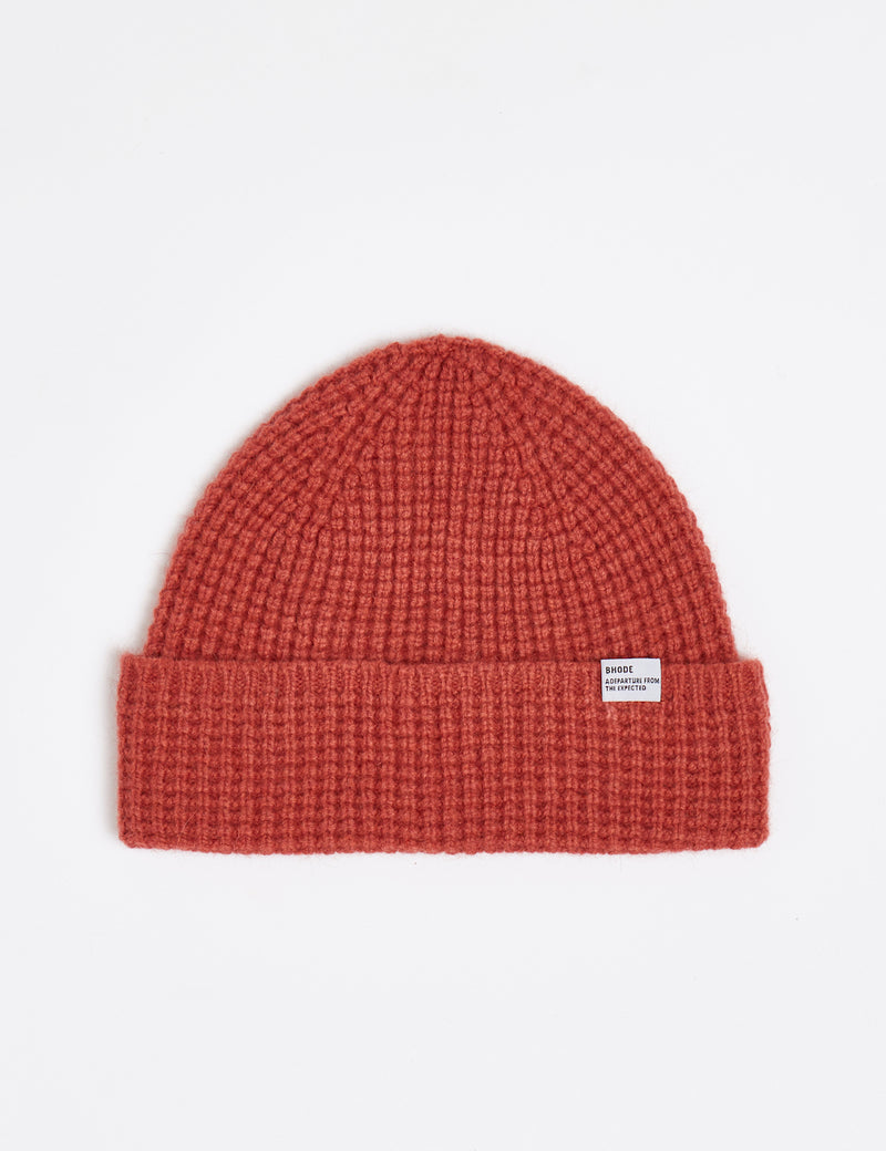 Bhode Bute Pineapple Stitch Beanie Hat (Lambswool) - Russet