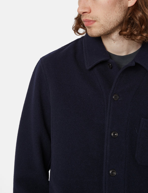 Bhode Chore Jacket (Wool) - Navy Blue