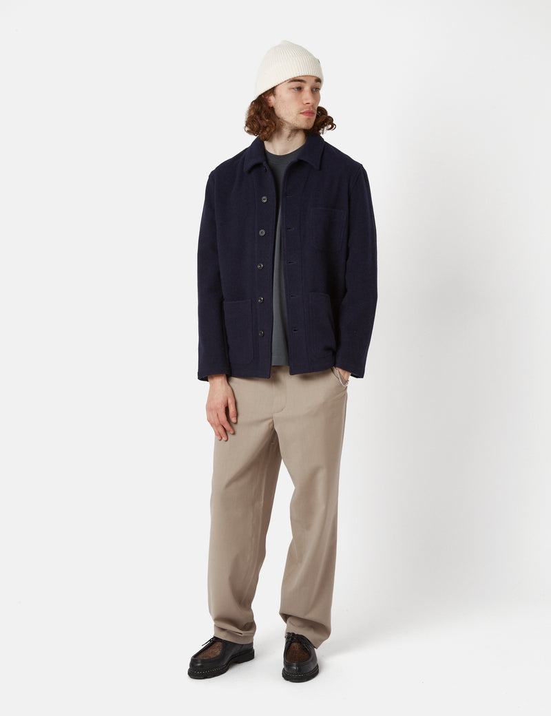 Bhode Chore Jacket (Wool) - Navy Blue