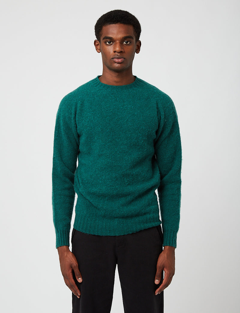 Bhode Supersoft Lambswool Jumper (Made in Scotland) - Forest Sheen Green