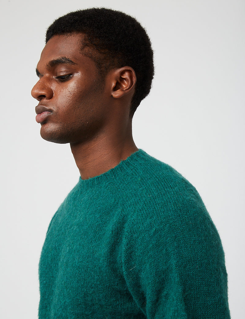 Bhode Supersoft Lambswool Jumper (Made in Scotland) - Forest Sheen Green