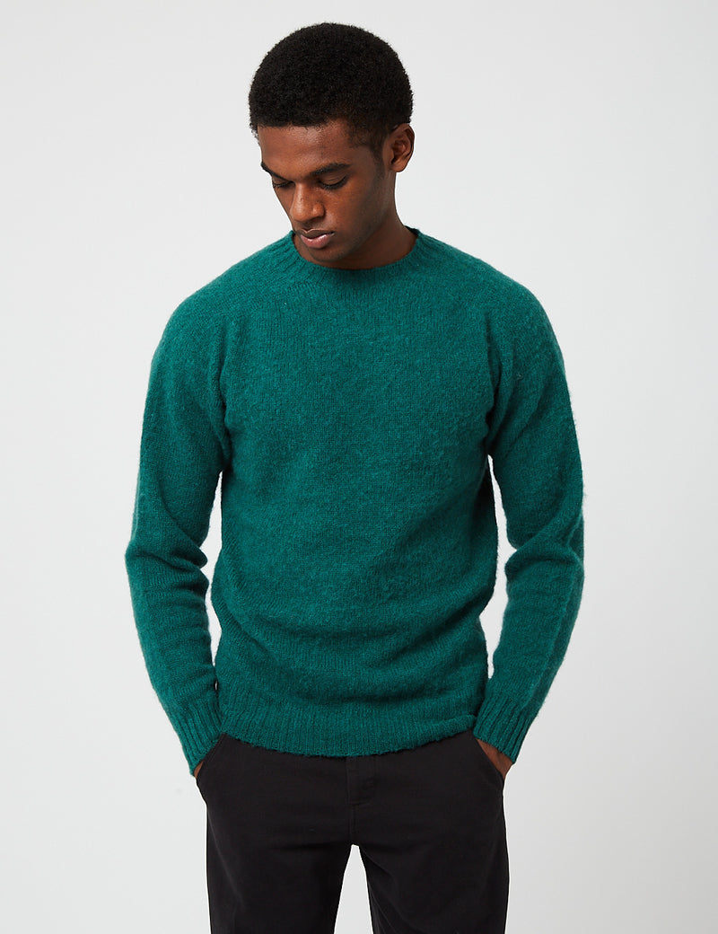 Bhode Supersoft Lambswool Jumper (Made in Scotland) - Forest Sheen Green