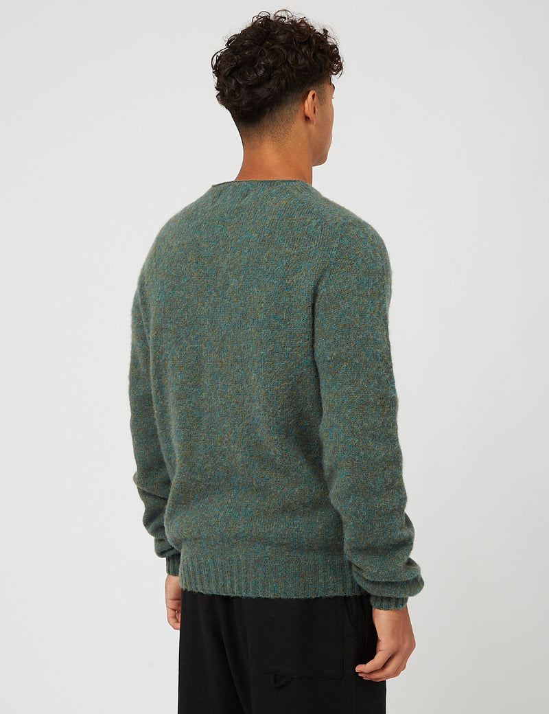 Bhode Lambswool Cardigan (Made in Scotland) - Jade Green