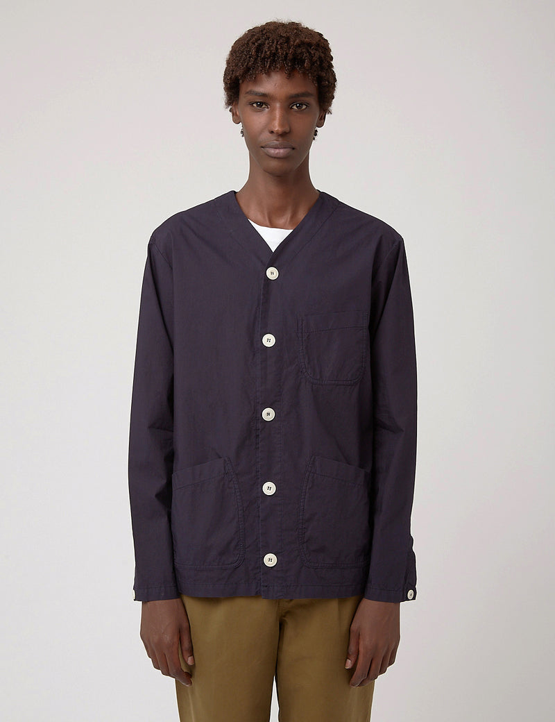 Bhode Railroad Shirt (Italian Poplin) - Navy Blue