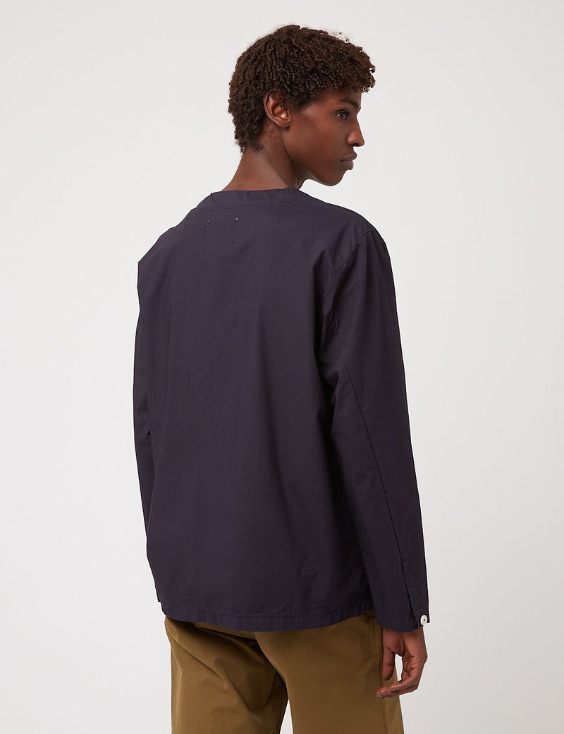 Bhode Railroad Shirt (Italian Poplin) - Navy Blue