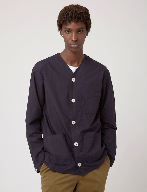 Bhode Railroad Shirt (Italian Poplin) - Navy Blue