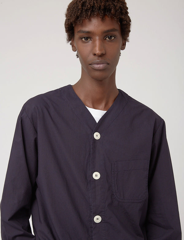 Bhode Railroad Shirt (Italian Poplin) - Navy Blue