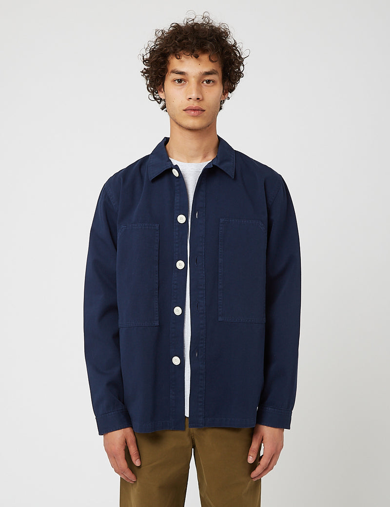 Bhode Box Shirt (Cotton Twill) - Navy Blue
