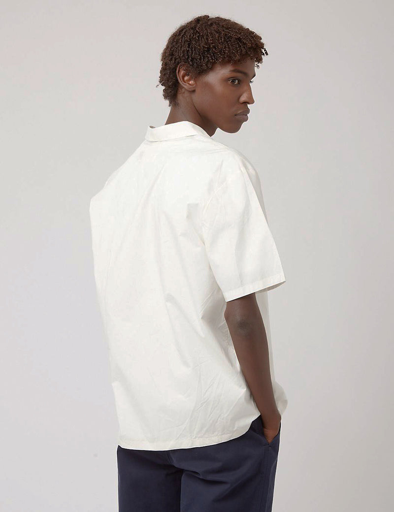 Bhode Revere Collar Shirt (Italian Poplin) - Ecru