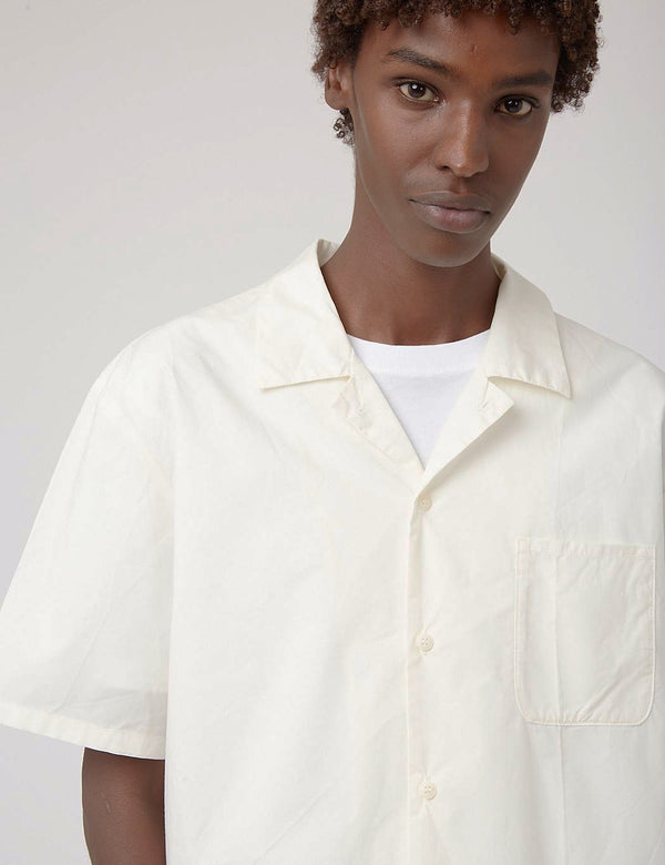 Bhode Revere Collar Shirt (Italian Poplin) - Ecru