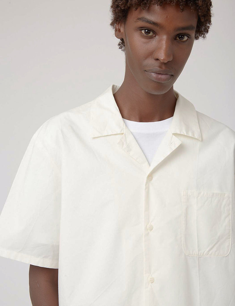 Bhode Revere Collar Shirt (Italian Poplin) - Ecru