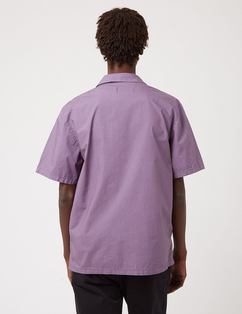 Bhode Revere Collar Shirt (Italian Poplin) - Space Purple