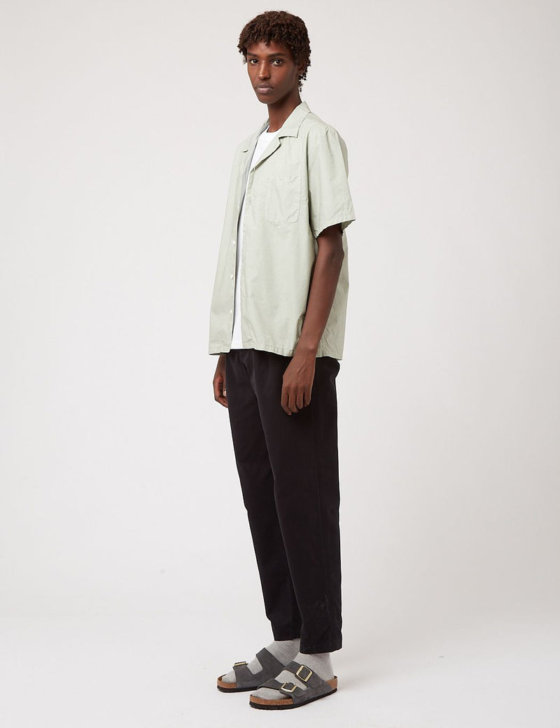 Bhode Revere Collar Shirt (Italian Poplin) - Sage Green