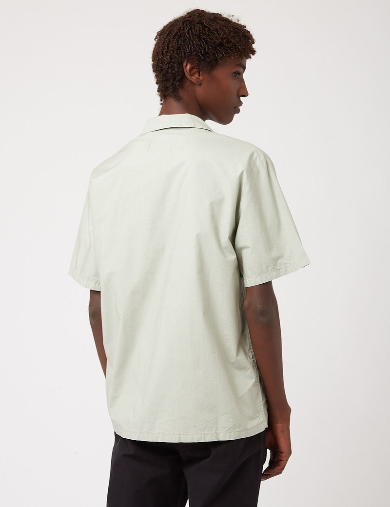 Bhode Revere Collar Shirt (Italian Poplin) - Sage Green