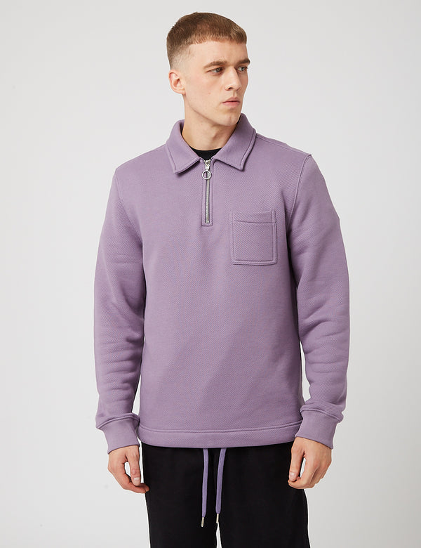 Bhode Everyday Half-Zip Collar Sweatshirt (Loopback) - Purple Sage