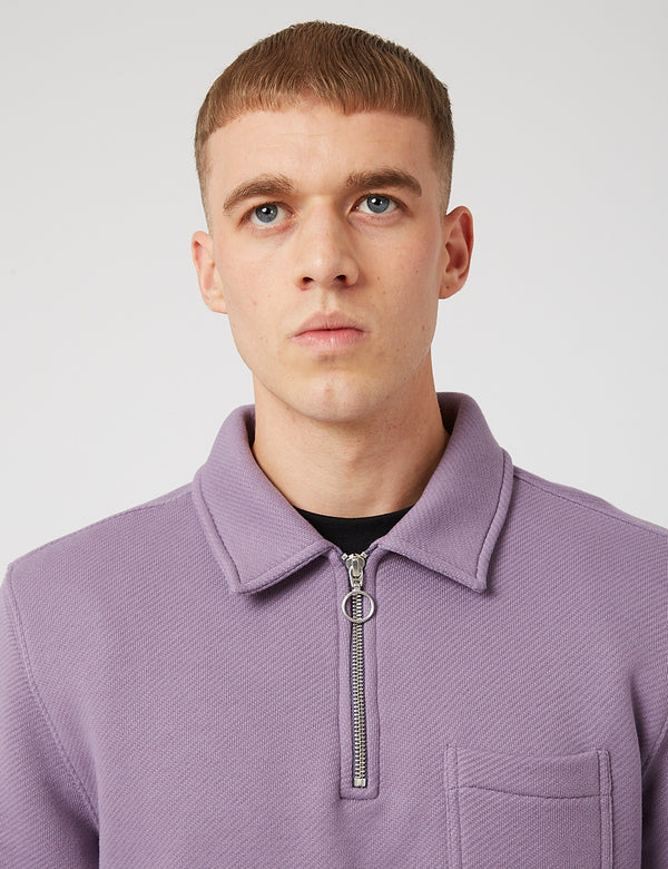 Bhode Everyday Half-Zip Collar Sweatshirt (Loopback) - Purple Sage