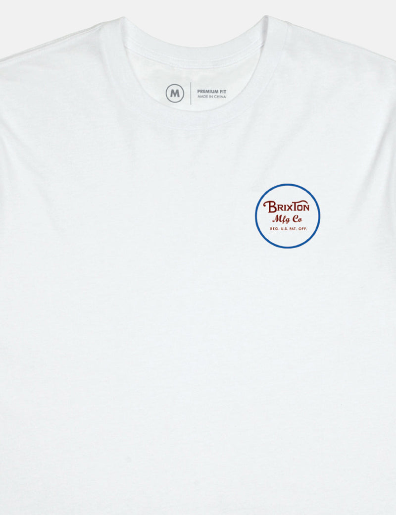 Brixton Wheeler II Premium T-Shirt - White/Blue