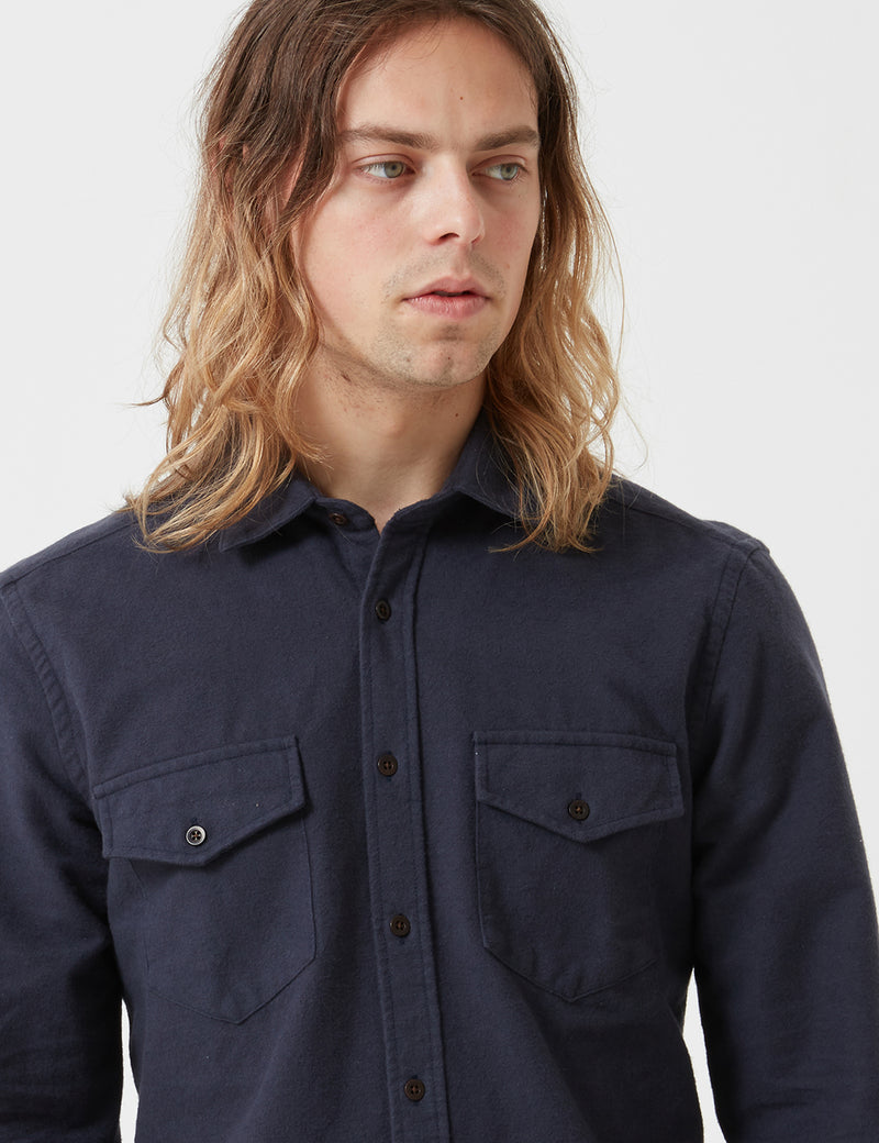 Portuguese Flannel Campo Shirt - Navy Blue