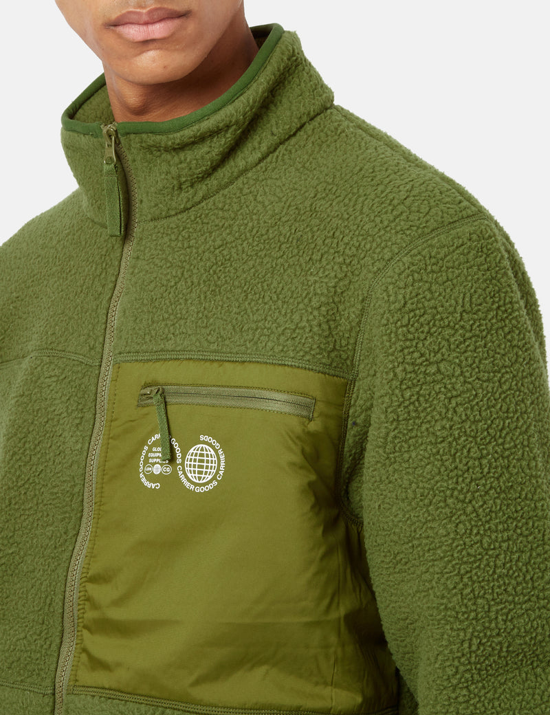 Carrier Goods Borg Zip Through Fleece - Cardamon Green